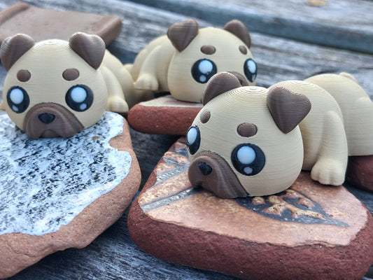 Kühlschrankmagnet  Flexi Mops - bewegliche Hundefigur als Fidget Toy mit Magnet