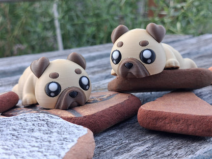 Kühlschrankmagnet  Flexi Mops - bewegliche Hundefigur als Fidget Toy mit Magnet