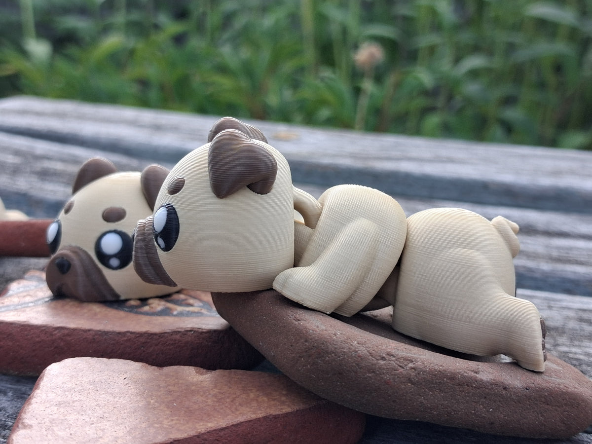 Kühlschrankmagnet  Flexi Mops - bewegliche Hundefigur als Fidget Toy mit Magnet