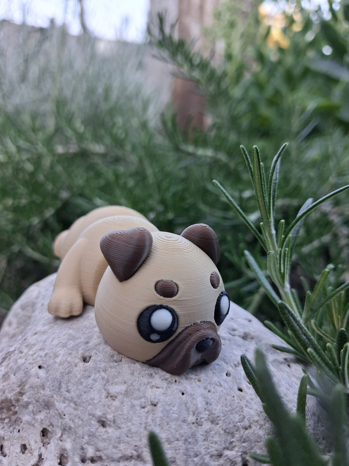 Kühlschrankmagnet  Flexi Mops - bewegliche Hundefigur als Fidget Toy mit Magnet