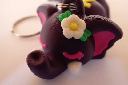 3D gedruckter Elefant - Schlüsselanhänger mit Name - z. B. Zoey