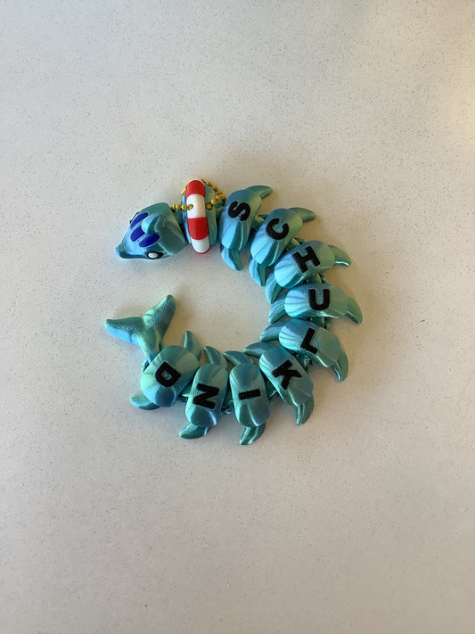 Beweglicher Delfin-Schlüsselanhänger aus dem 3D-Druck | Flexi-Delfin | Süßer Anhänger für Tasche und Rucksack