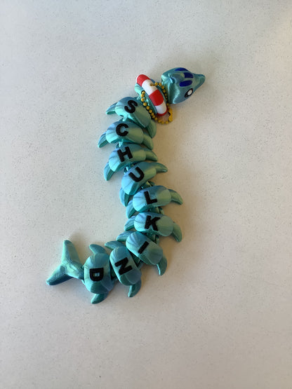 Beweglicher Delfin-Schlüsselanhänger aus dem 3D-Druck | Flexi-Delfin | Süßer Anhänger für Tasche und Rucksack