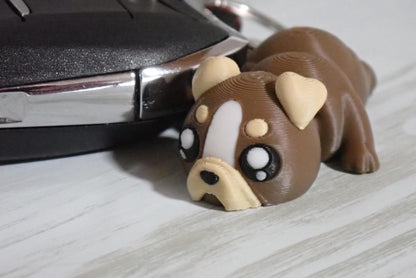 Süßer Flexi-Hund Schlüsselanhänger - Bewegliches 3D-Druck Fidget Toy & Taschenanhänger