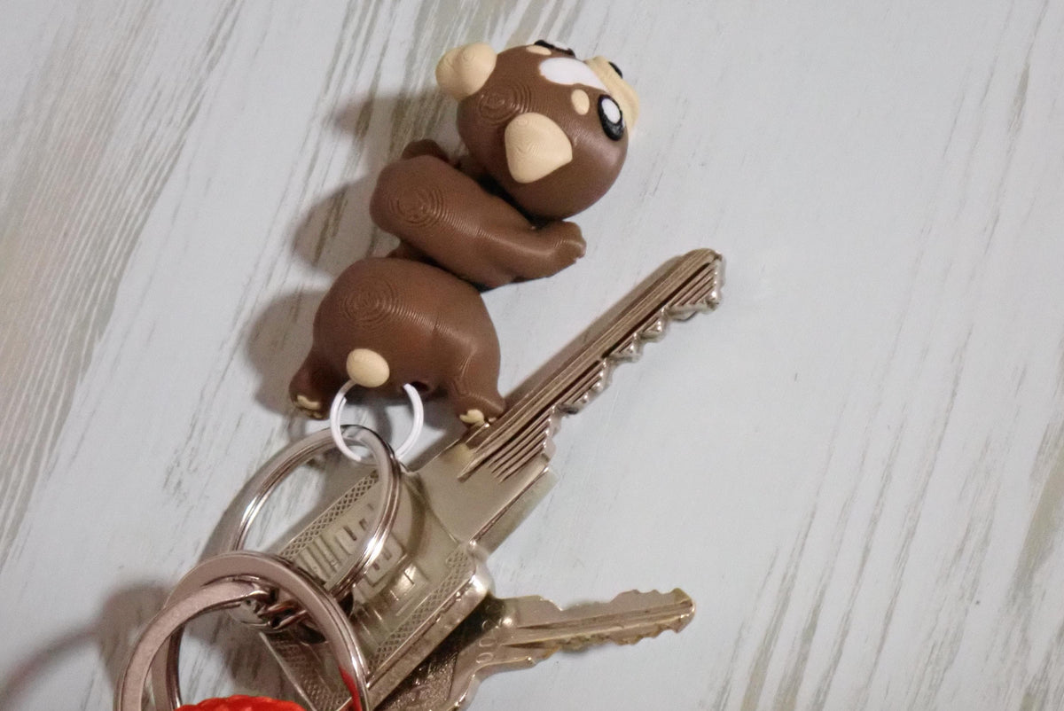 Süßer Flexi-Hund Schlüsselanhänger - Bewegliches 3D-Druck Fidget Toy & Taschenanhänger