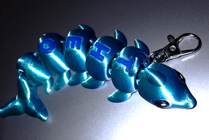 3D Druck Delfin Schlüsselanhänger beweglich I Flexi Dolphin Fidget Toy I Süßer Taschenanhänger & Meerestier Geschenk aus PLA Silk