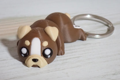 Süßer Flexi-Hund Schlüsselanhänger - Bewegliches 3D-Druck Fidget Toy & Taschenanhänger