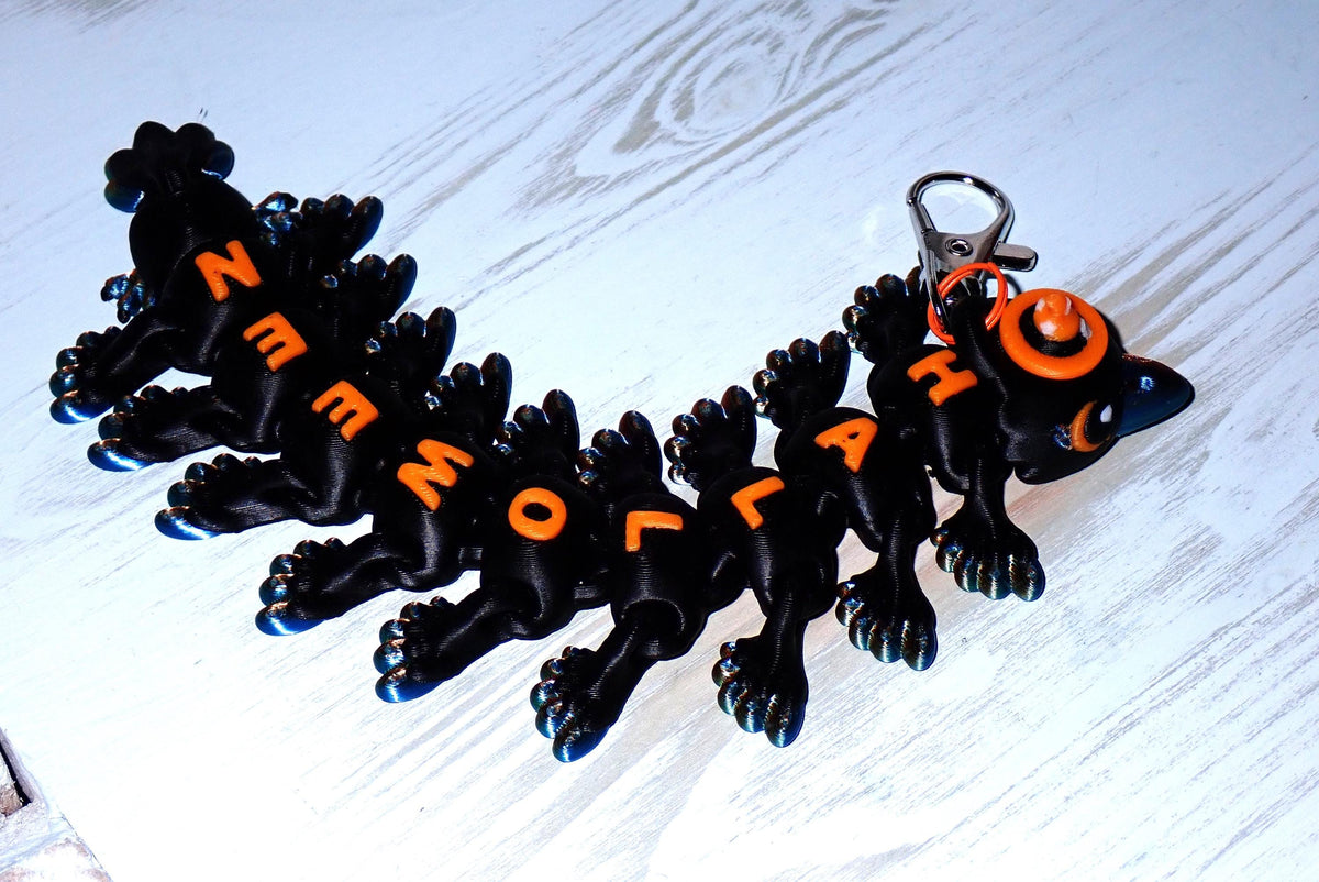 Bewegliche Halloween Krähe 3D Druck I Flexi Rabe mit Hexenhut Fidget Toy I Spooky Deko & Anti-Stress Sielzeug I Articulated Crow