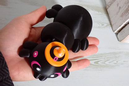 Süße XL Flexi Spinne mit Hexenhut, 3D Druck Halloween Deko, Bewegliches Fidget Toy, Gruselige Tischdeko, Halloween Geschenk