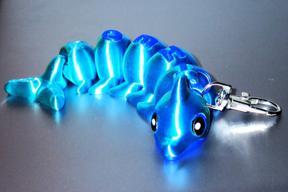 3D Druck Delfin Schlüsselanhänger beweglich I Flexi Dolphin Fidget Toy I Süßer Taschenanhänger & Meerestier Geschenk aus PLA Silk
