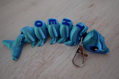 3D Druck Delfin Schlüsselanhänger beweglich I Flexi Dolphin Fidget Toy I Süßer Taschenanhänger & Meerestier Geschenk aus PLA Silk