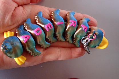Personalisiertes Enten Fidget Toy mit Namen I 3D gedruckte bewegliche Ente mit Personalisierung I Taschenanhänger Flexi