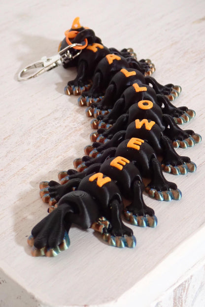 Bewegliche Halloween Krähe 3D Druck I Flexi Rabe mit Hexenhut Fidget Toy I Spooky Deko & Anti-Stress Sielzeug I Articulated Crow